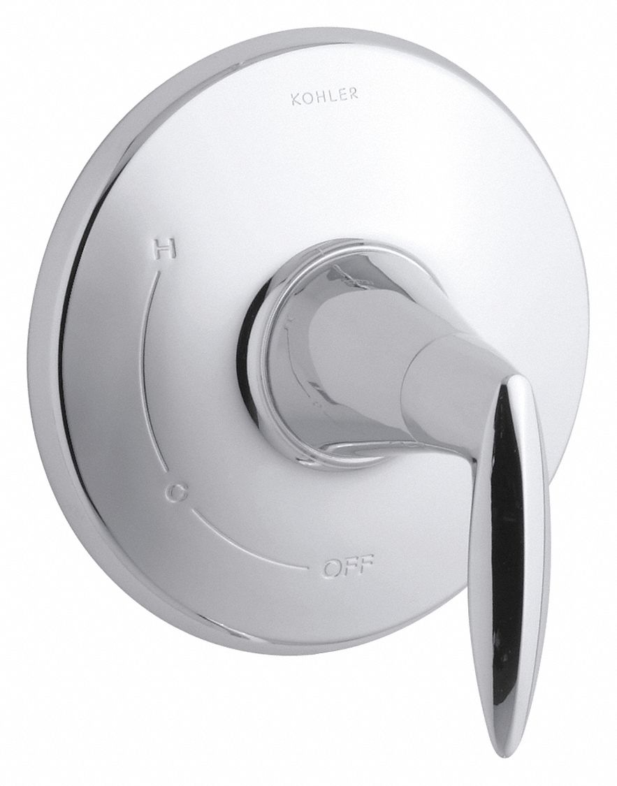 Valve Trim: Circle Trim Plate, Metal, Polished Chrome Finish, Lever Faucet Handle