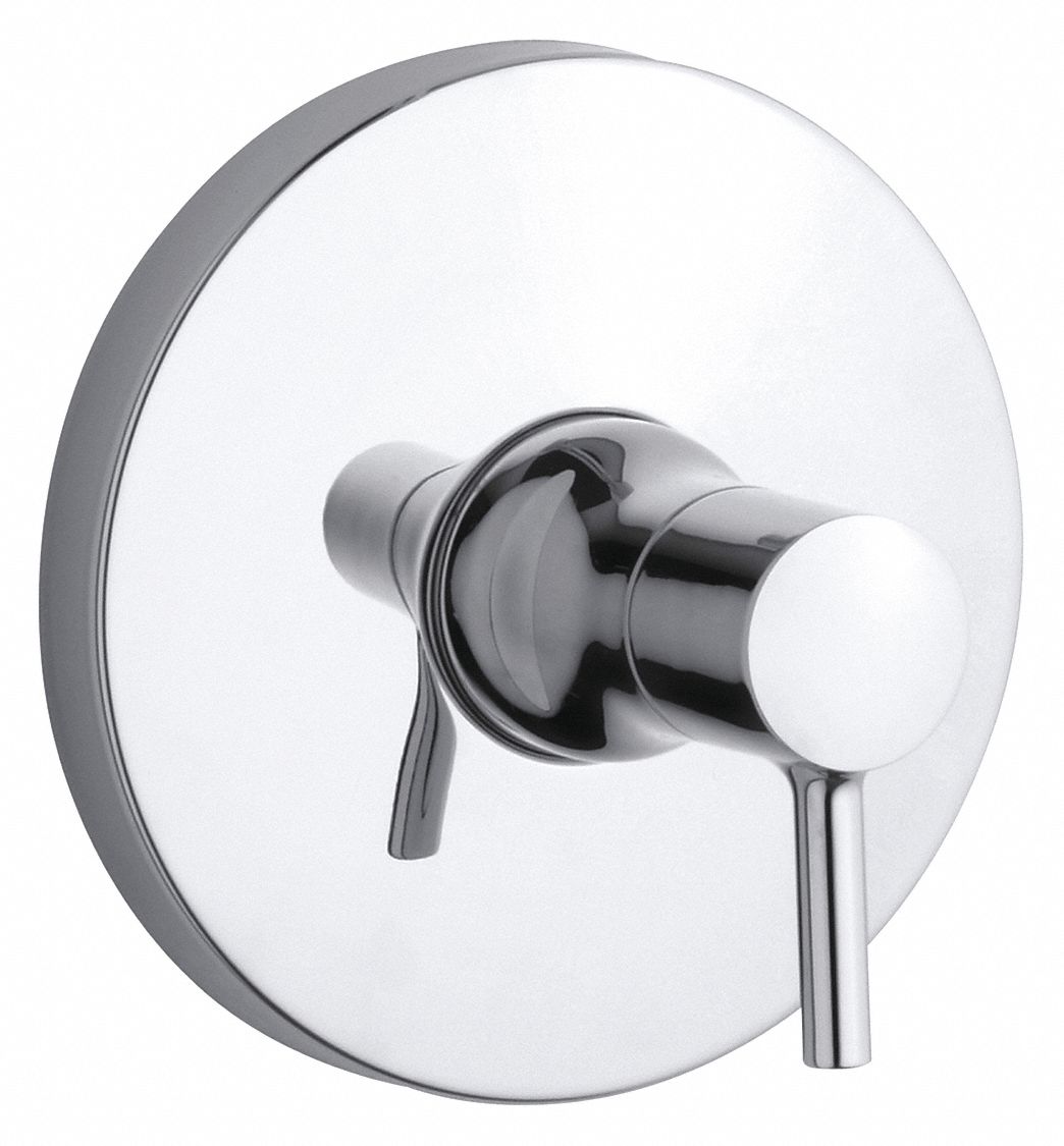 Valve Trim: Circle Trim Plate, Metal, Polished Chrome Finish, Lever Faucet Handle