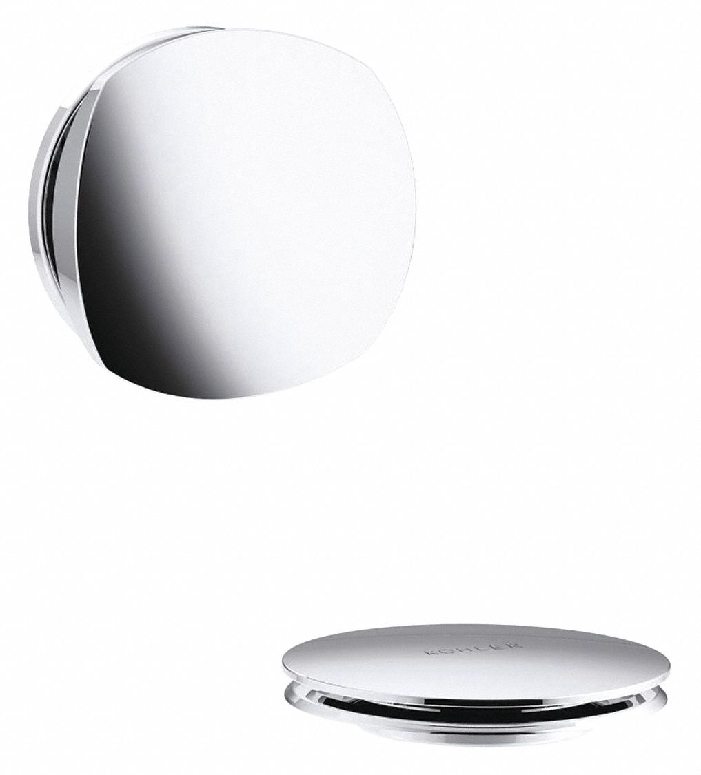 Shower Drain: 3 1/8 in Overall Dia, 2 3/4 in Overall Ht, 1 1/2 in Fits Max Drain Size, Chrome