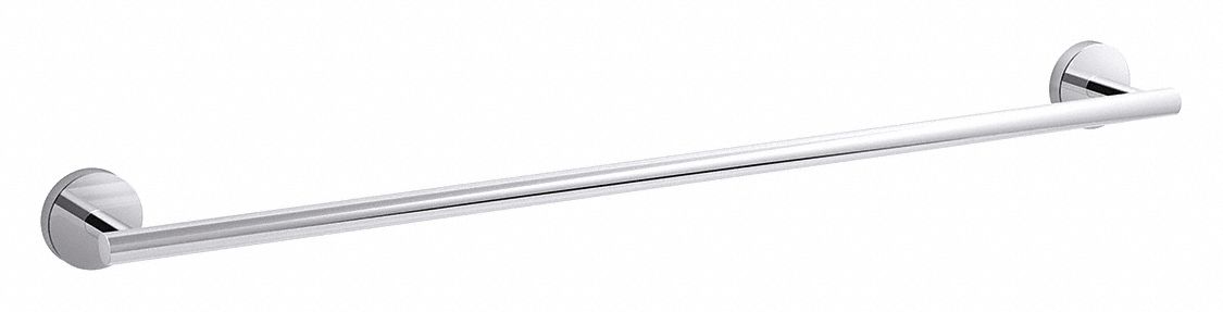 Towel Bar: K-27287-CP, Wall Mount, 2 in x 26 in x 2 3/4 in, 18 in Bar Wd, Metal, Metal