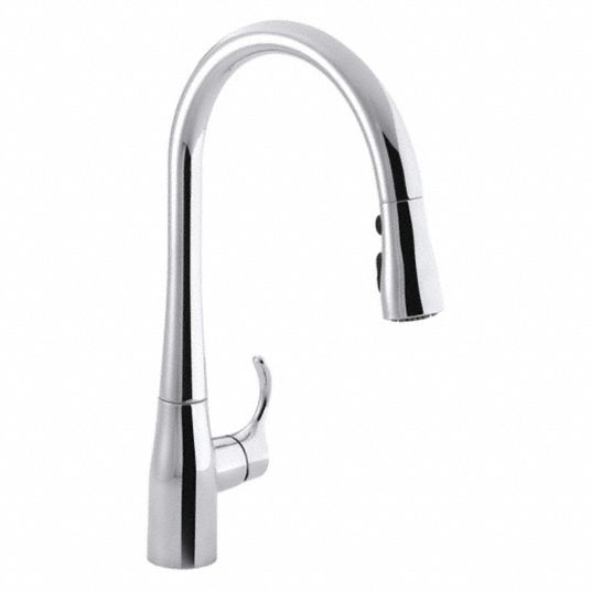 Kohler Chrome Gooseneck Pull Out Kitchen Sink Faucet Manual Faucet Activation 1 5 Gpm 493j34 K 596 Cp Grainger