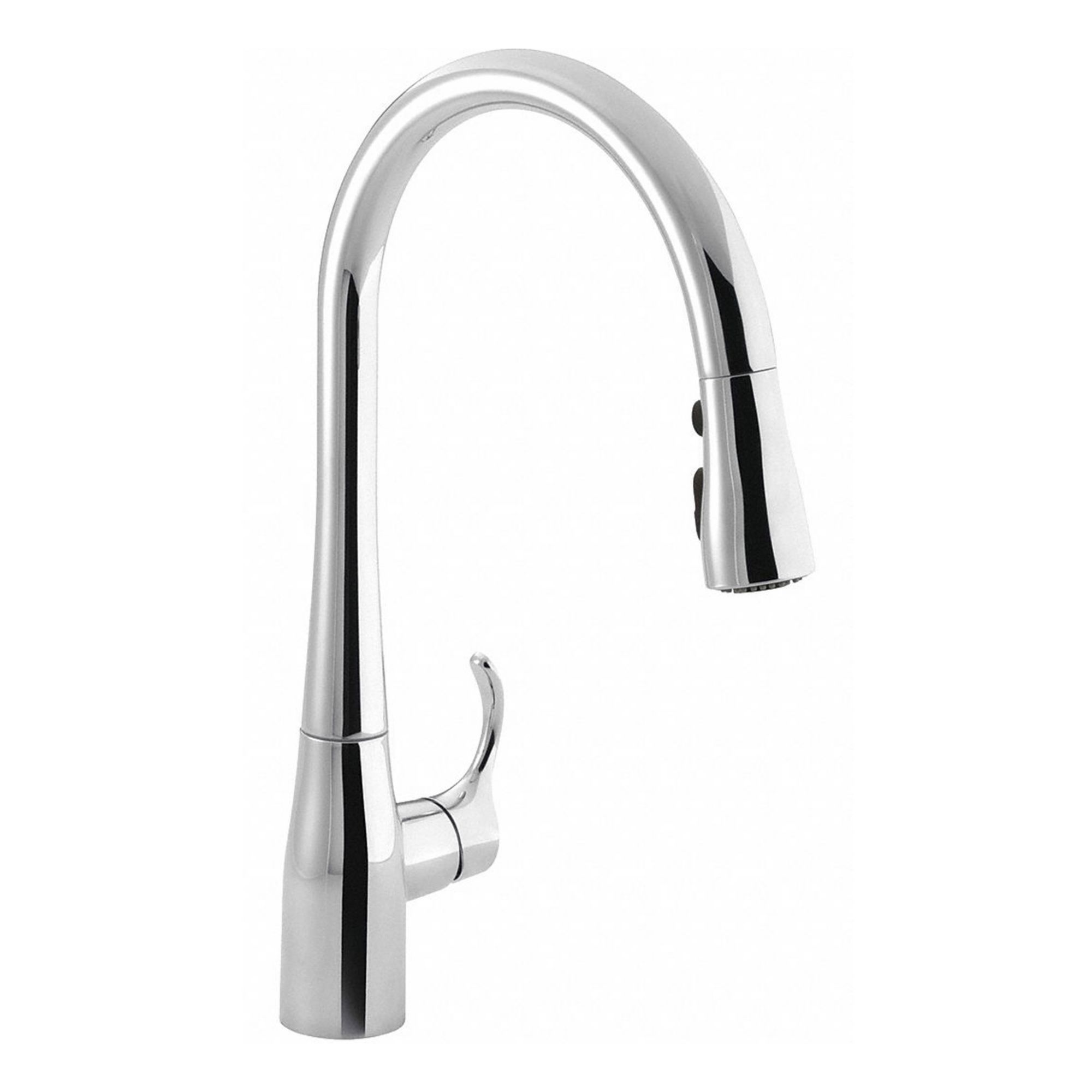 Gooseneck Pull Out Kitchen Faucet: Simplice, Brass, Single-Post, Deck, 1 Mounting Holes
