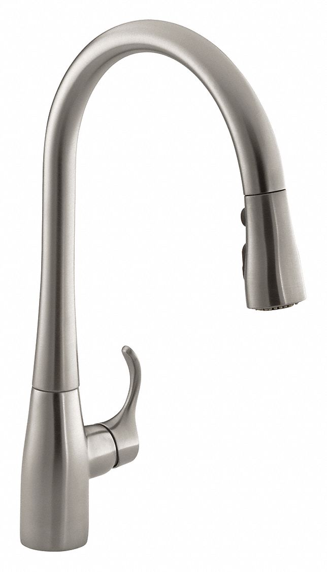 Kohler Stainless Steel Gooseneck Pull Out Kitchen Sink Faucet Manual Faucet Activation 1 5 Gpm 493j35 K 596 Vs Grainger