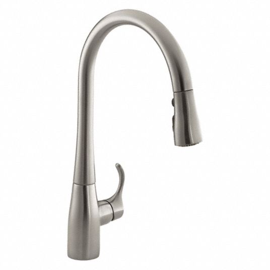 Kohler Stainless Steel Gooseneck Pull Out Kitchen Sink Faucet Manual Faucet Activation 1 5 Gpm 493j35 K 596 Vs Grainger