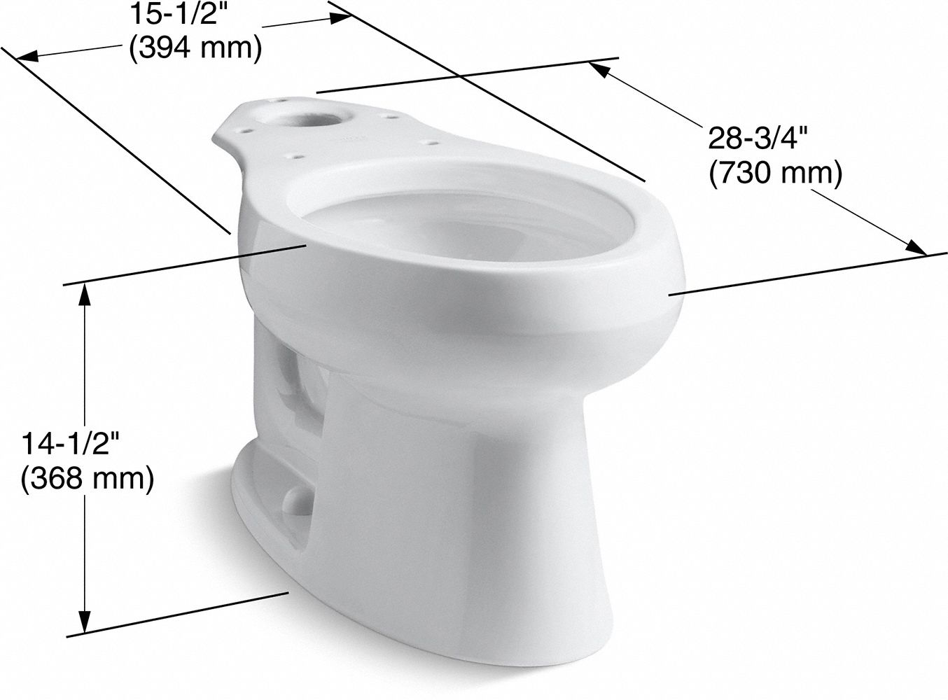 KOHLER Toilet Bowl Kohler Wellworth(R), 1.28 Gallons per Flush