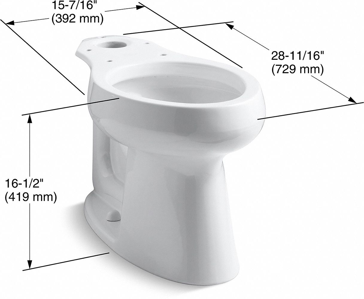 KOHLER Elongated, Floor, Gravity Fed, Toilet Bowl, 1.28 Gallons per Flush 493J56K41990