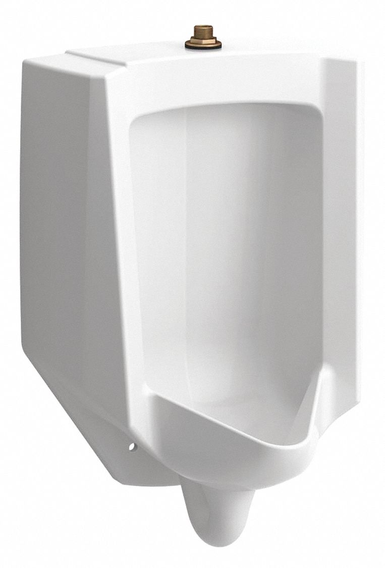 Washdown Urinal: 0.5 gpf_0.1 gpf_0.13 gpf Gallons per Flush, Vitreous China, Wall, Top Spud