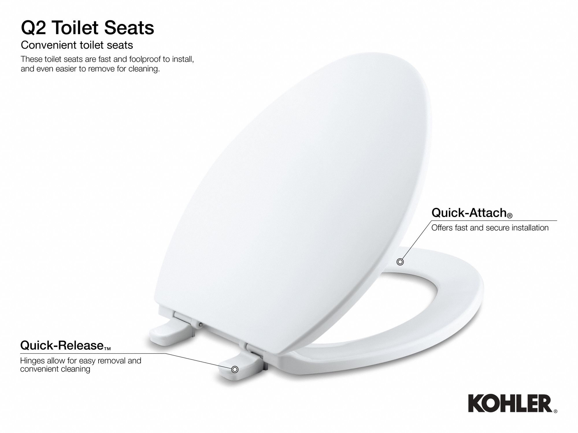 KOHLER Round, Standard Toilet Seat Type, Closed Front Type, Includes