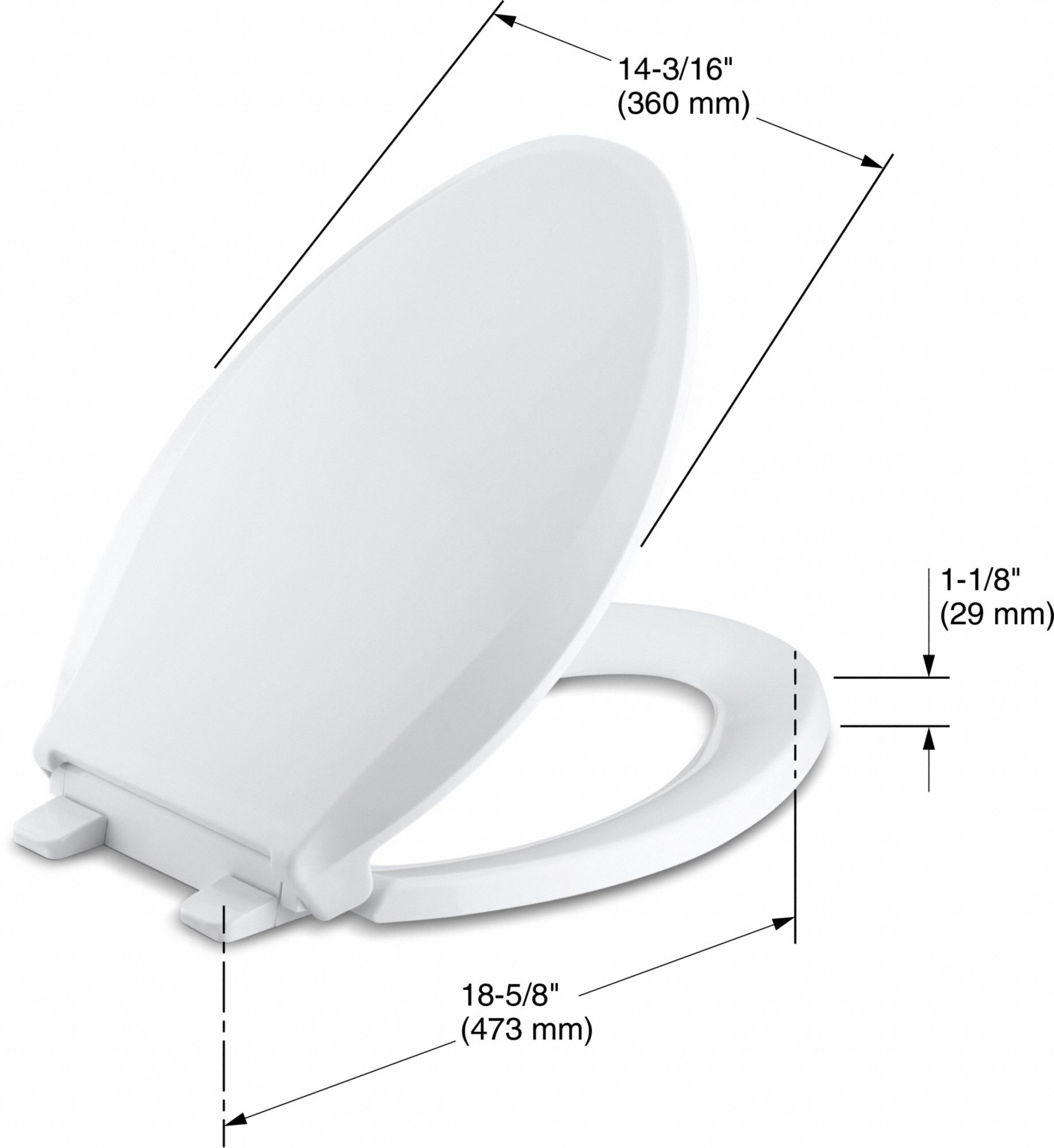 KOHLER Toilet Seat White, Plastic, External Check Hinge, 1 1/8 in Seat