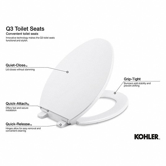 Kohler Elongated Standard Toilet Seat Type Closed Front Includes Cover Yes White 493j77 K 4008 0 Grainger - Do All Kohler Elongated Toilet Seats Fit