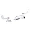Straight-Spout Dual-Wristblade-Handle Three-Hole Widespread Deck-Mount Bathroom Faucets