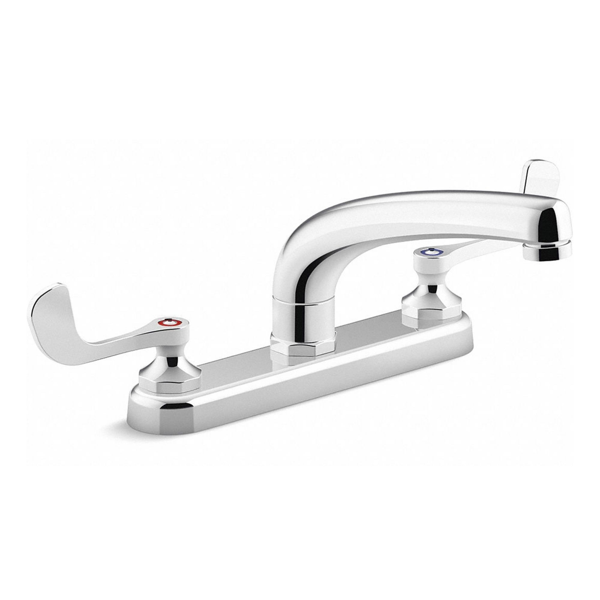 Straight Kitchen Faucet: Triton Bowe™, Brass, Widespread, Deck, 3 Mounting Holes, Chrome