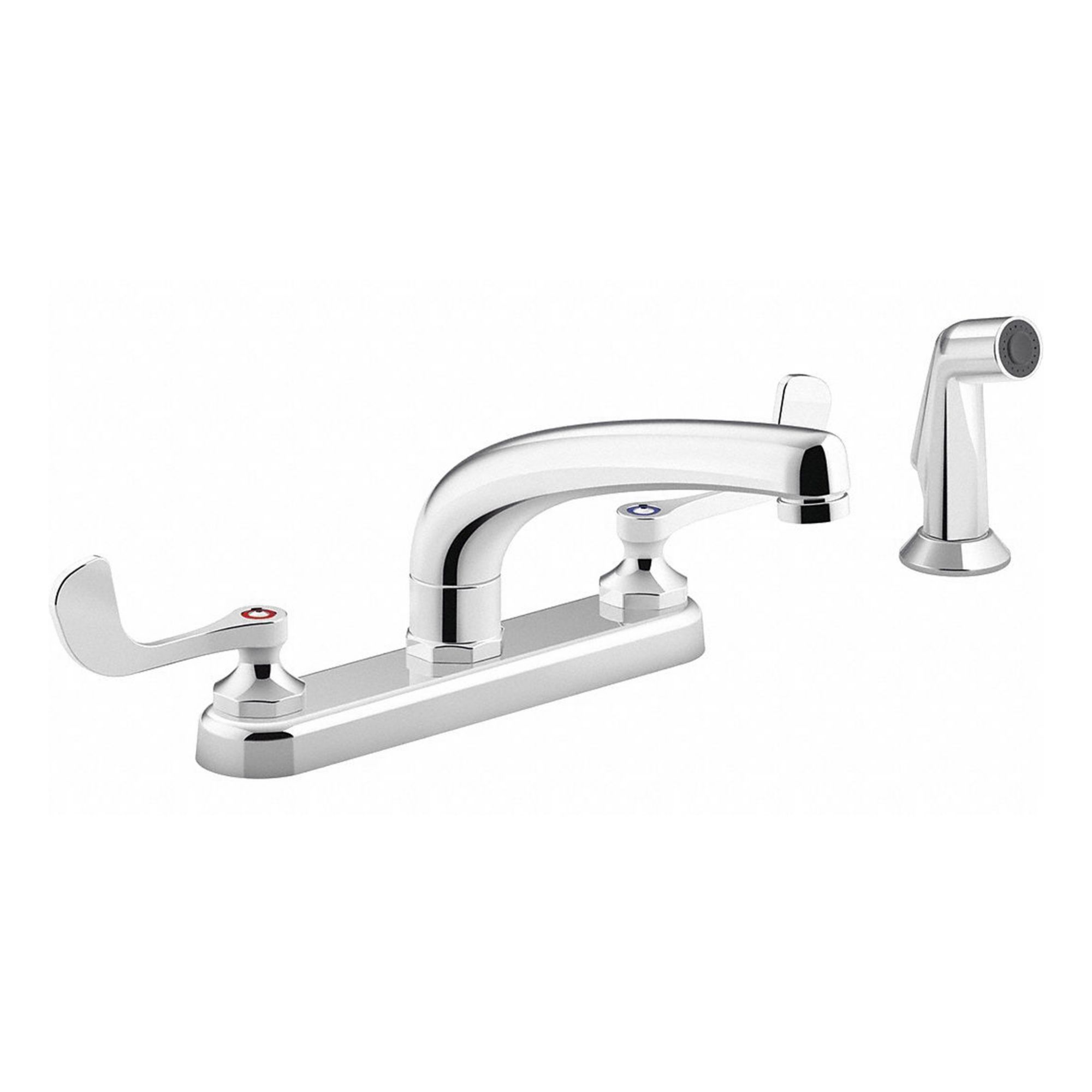 Gooseneck Kitchen Faucet: Triton Bowe™, Brass, Widespread, Deck, 4 Mounting Holes, Chrome
