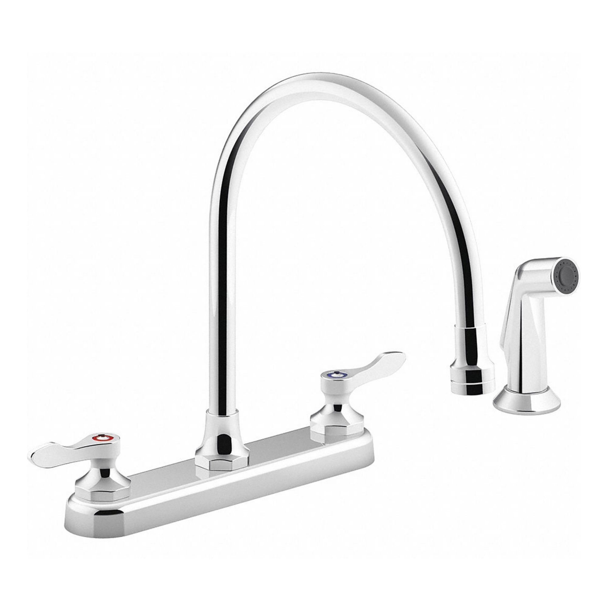 Gooseneck Kitchen Faucet: Triton Bowe™, Brass, Widespread, Deck, 4 Mounting Holes, Chrome