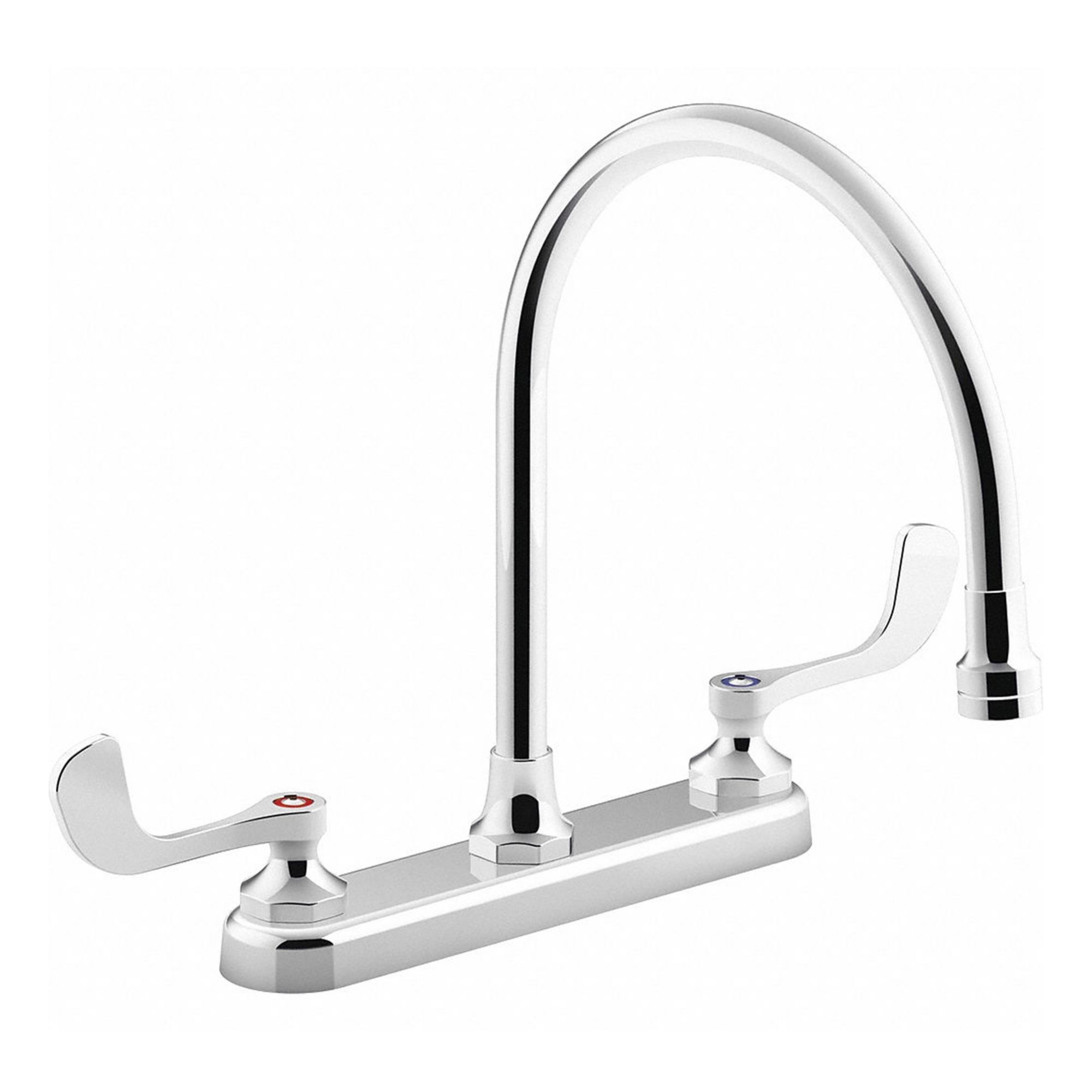 Gooseneck Kitchen Faucet: Triton Bowe™, Brass, Widespread, Deck, 3 Mounting Holes, Chrome