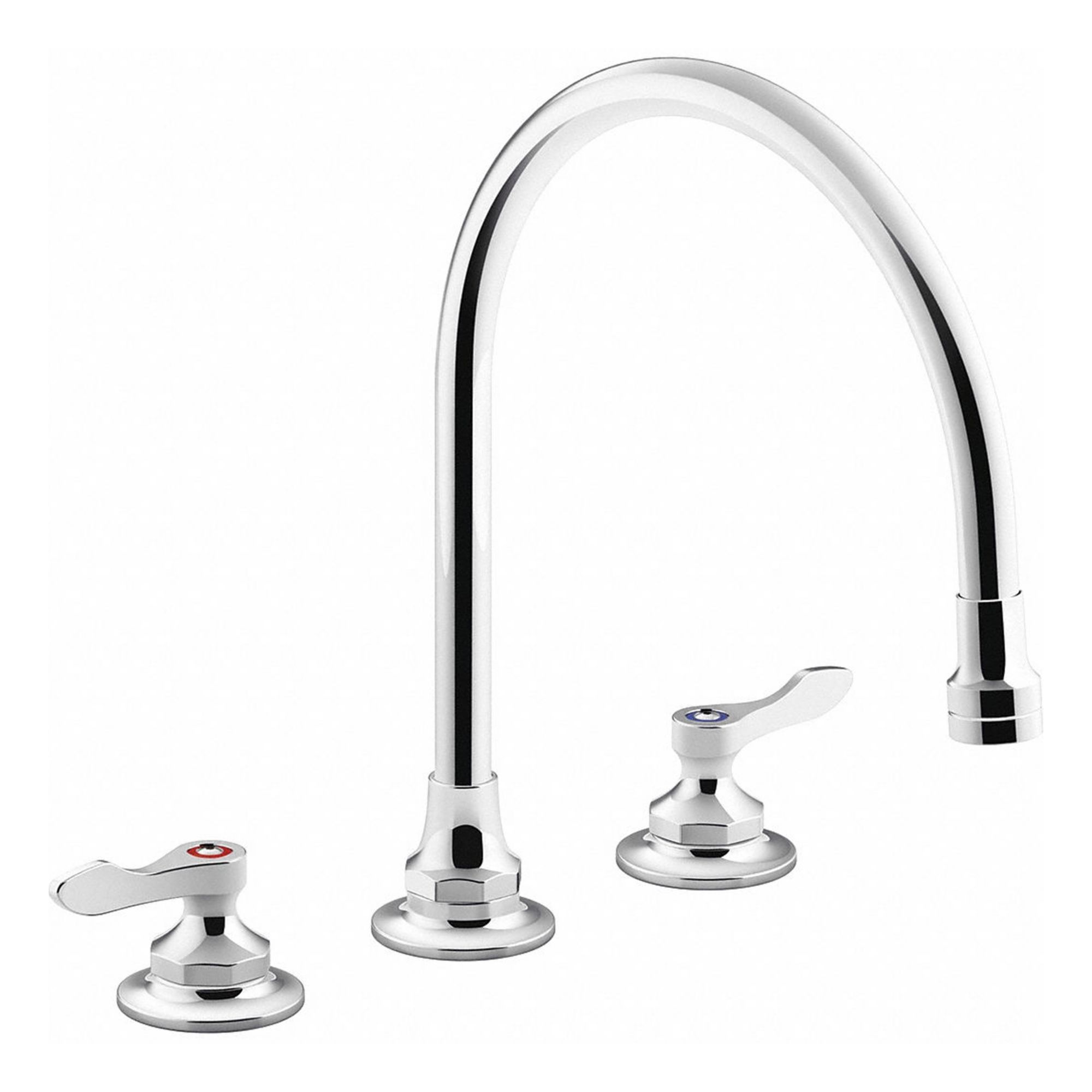 Gooseneck Kitchen Faucet: Triton Bowe™, Brass, Widespread, Deck, 3 Mounting Holes, Chrome