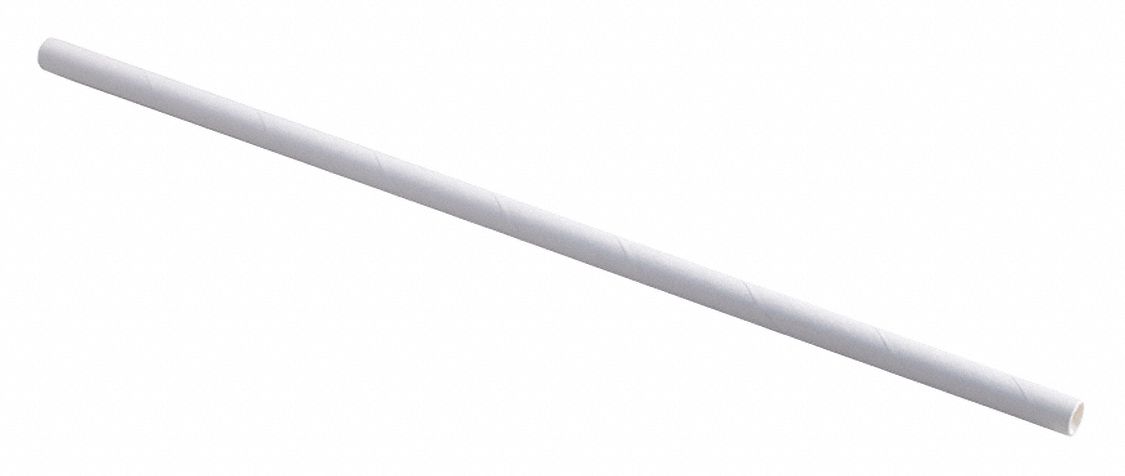 Jumbo Straw: Unwrapped, Paper, 7 3/4 in Lg, White, 4,800 PK