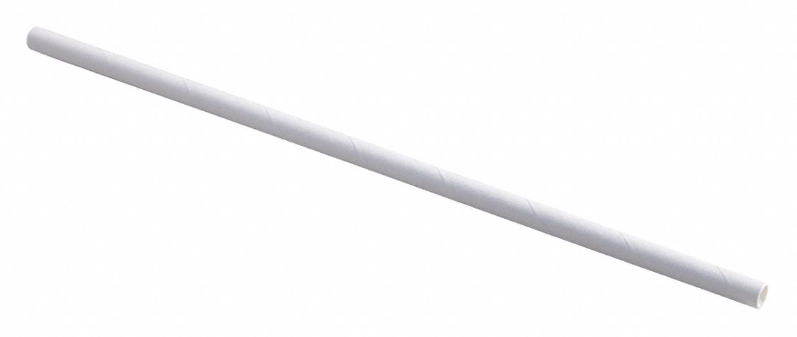 Disposable Straw: White, 7 3/4 in Lg, Unwrapped, Commercially Compostable, 4, 800 PK