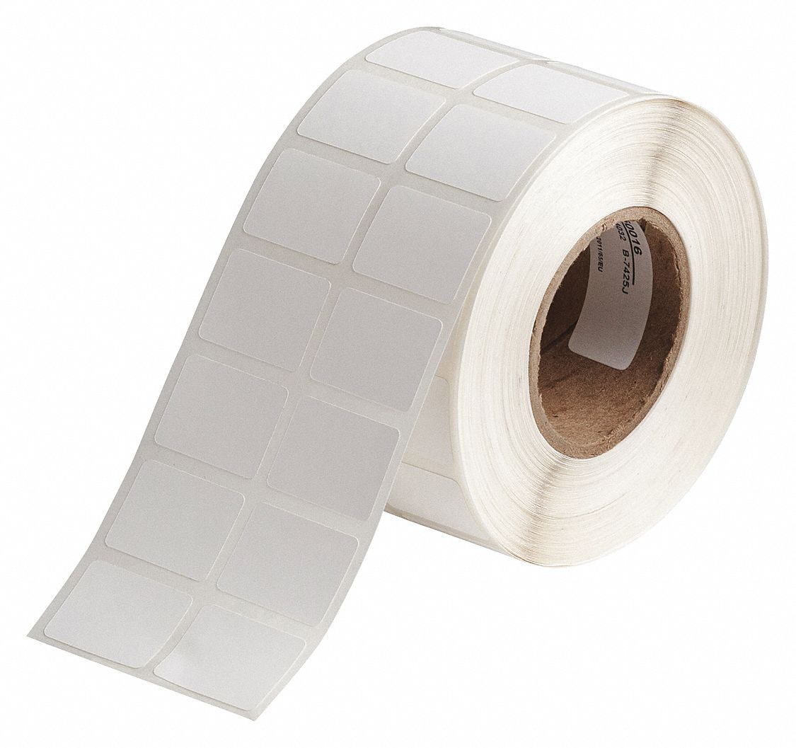 Pre-Cut Label Stock Roll: Rectangle, 3/4 in x 1 in, 1 in x 3/4 in, White, 8.0 mL Vial/Tube Size