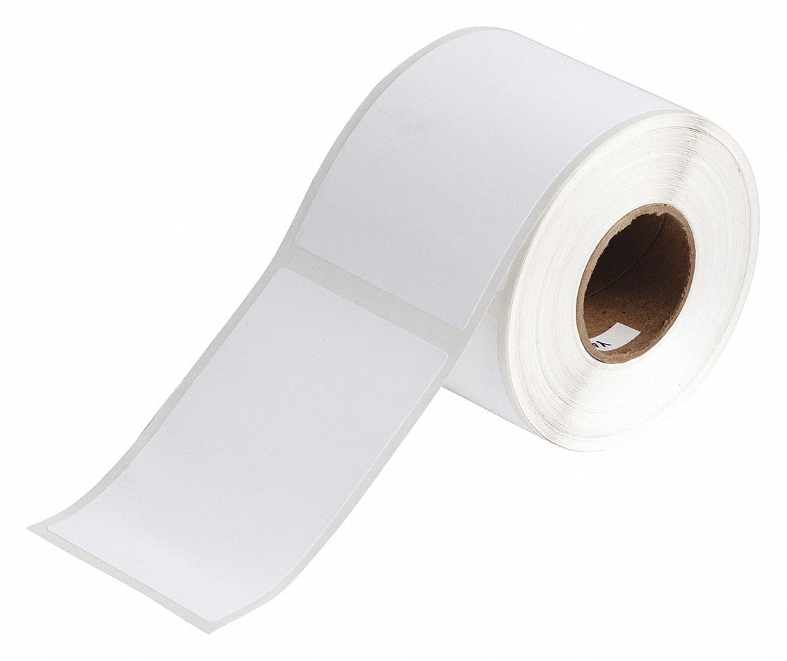Pre-Cut Label Stock Roll: 4 21/64 in x 2 61/64 in, Acrylic, Permanent Adhesive, 270 Labels