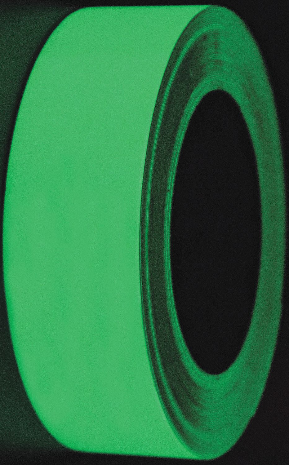 Floor Marking Tape: Glow-in-the-Dark, Solid, Green, 1 1/4 in x 25 ft, 19 mil Tape Thick
