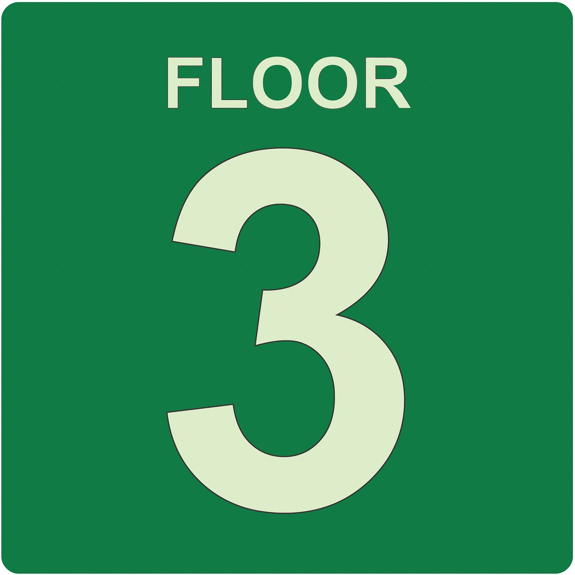 Photoluminescent Floor Sign: Plastic, Adhesive Sign Mounting, 8 in x 8 in Nominal Sign Size