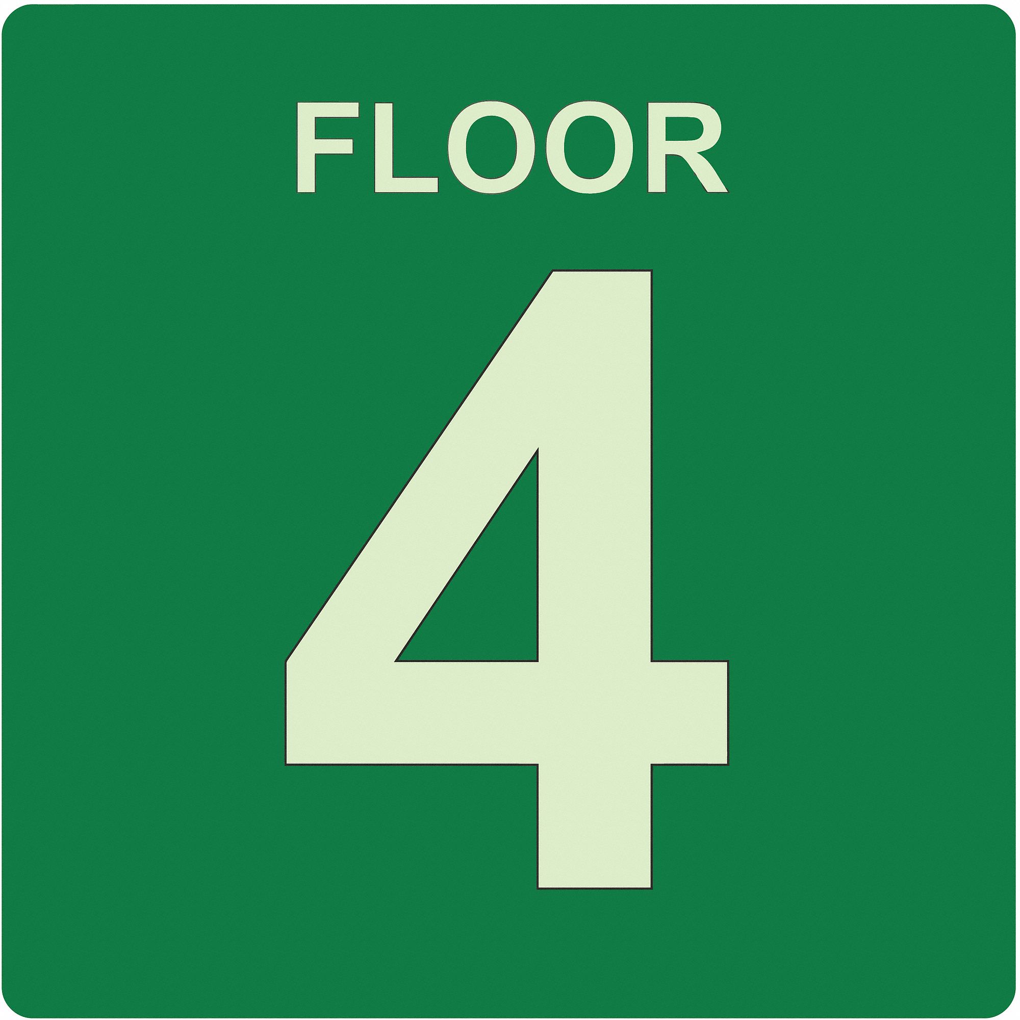 Photoluminescent Floor Sign: Plastic, Adhesive Sign Mounting, 8 in x 8 in Nominal Sign Size