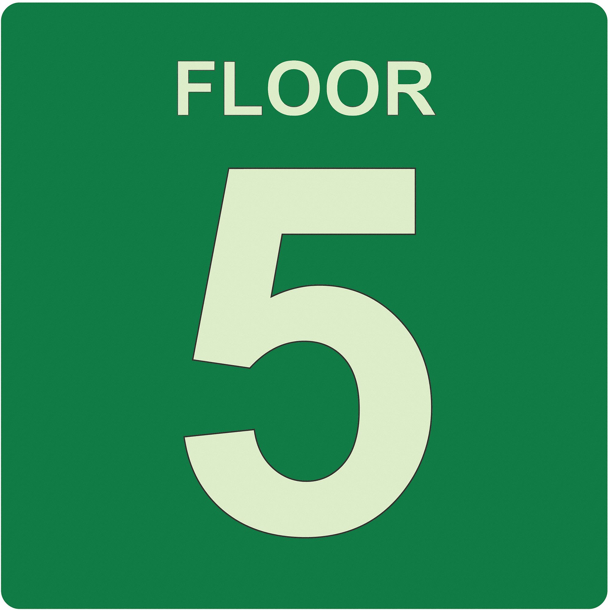 Photoluminescent Floor Sign: Plastic, Adhesive Sign Mounting, 8 in x 8 in Nominal Sign Size