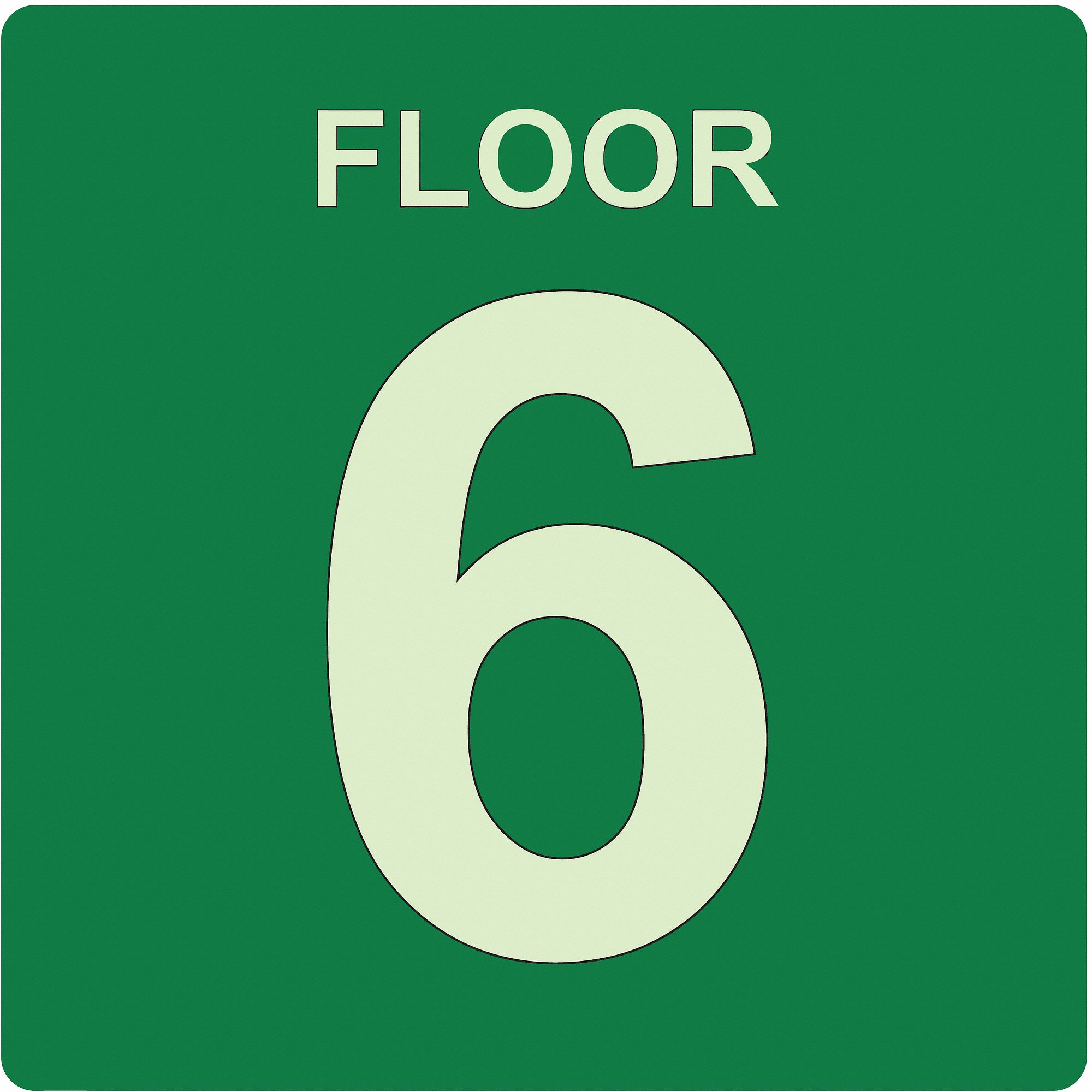 Photoluminescent Floor Sign: Plastic, Adhesive Sign Mounting, 8 in x 8 in Nominal Sign Size