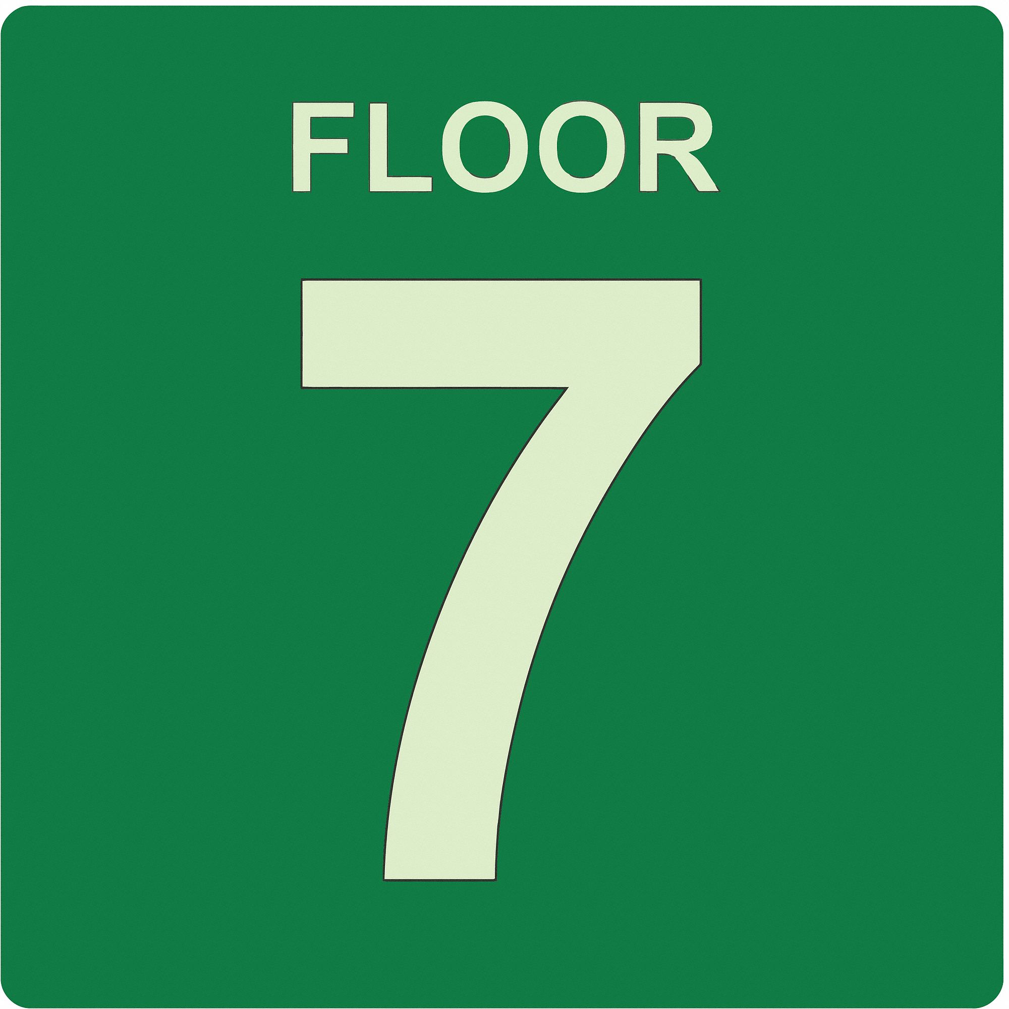 Photoluminescent Floor Sign: Plastic, Adhesive Sign Mounting, 8 in x 8 in Nominal Sign Size