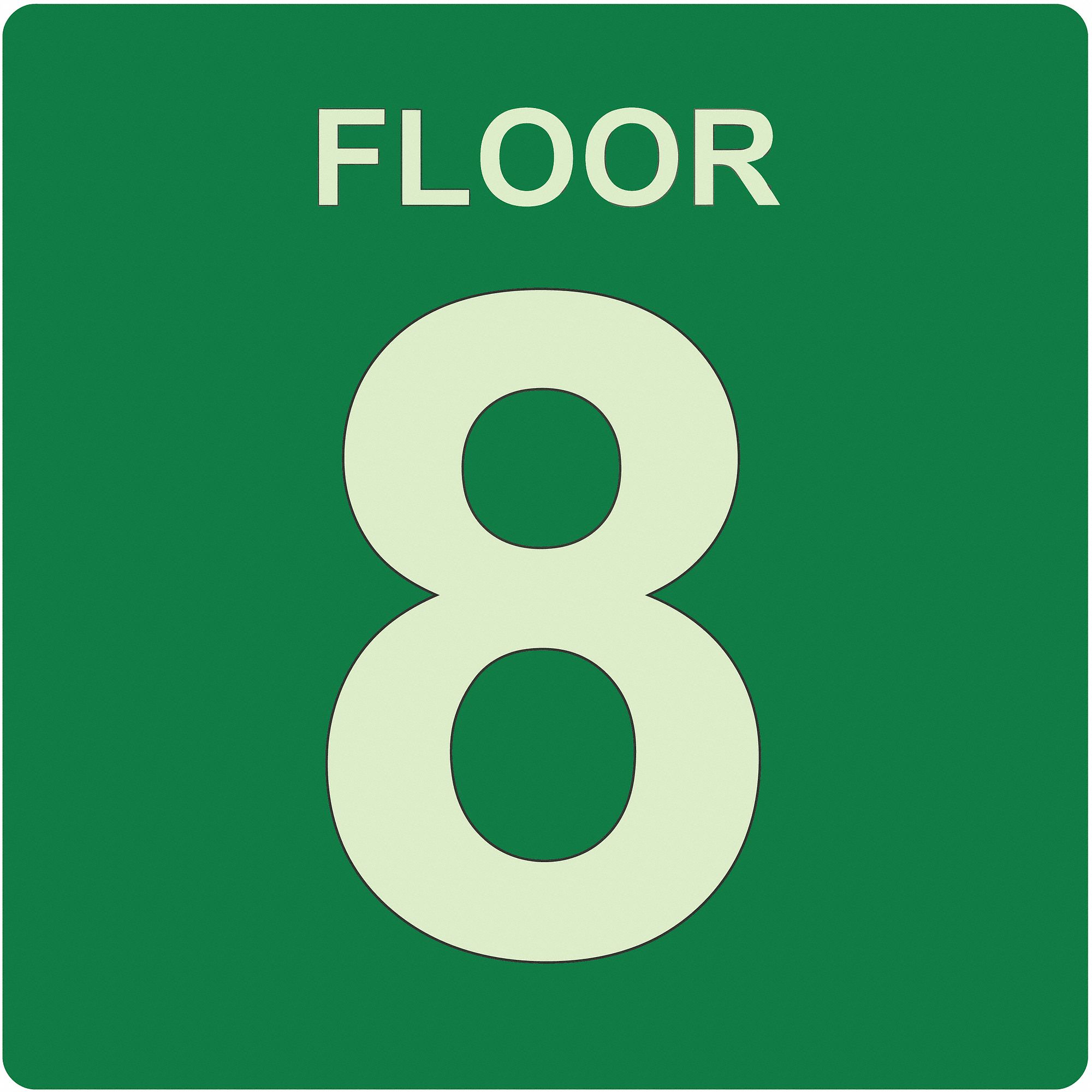 Photoluminescent Floor Sign: Plastic, Adhesive Sign Mounting, 8 in x 8 in Nominal Sign Size