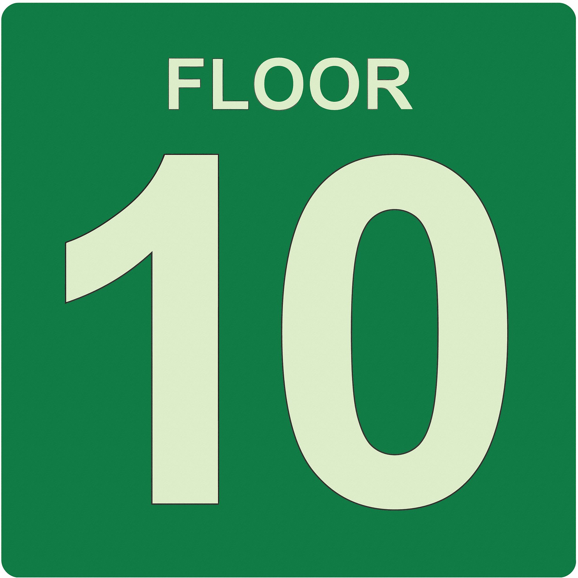 Photoluminescent Floor Sign: Plastic, Adhesive Sign Mounting, 8 in x 8 in Nominal Sign Size