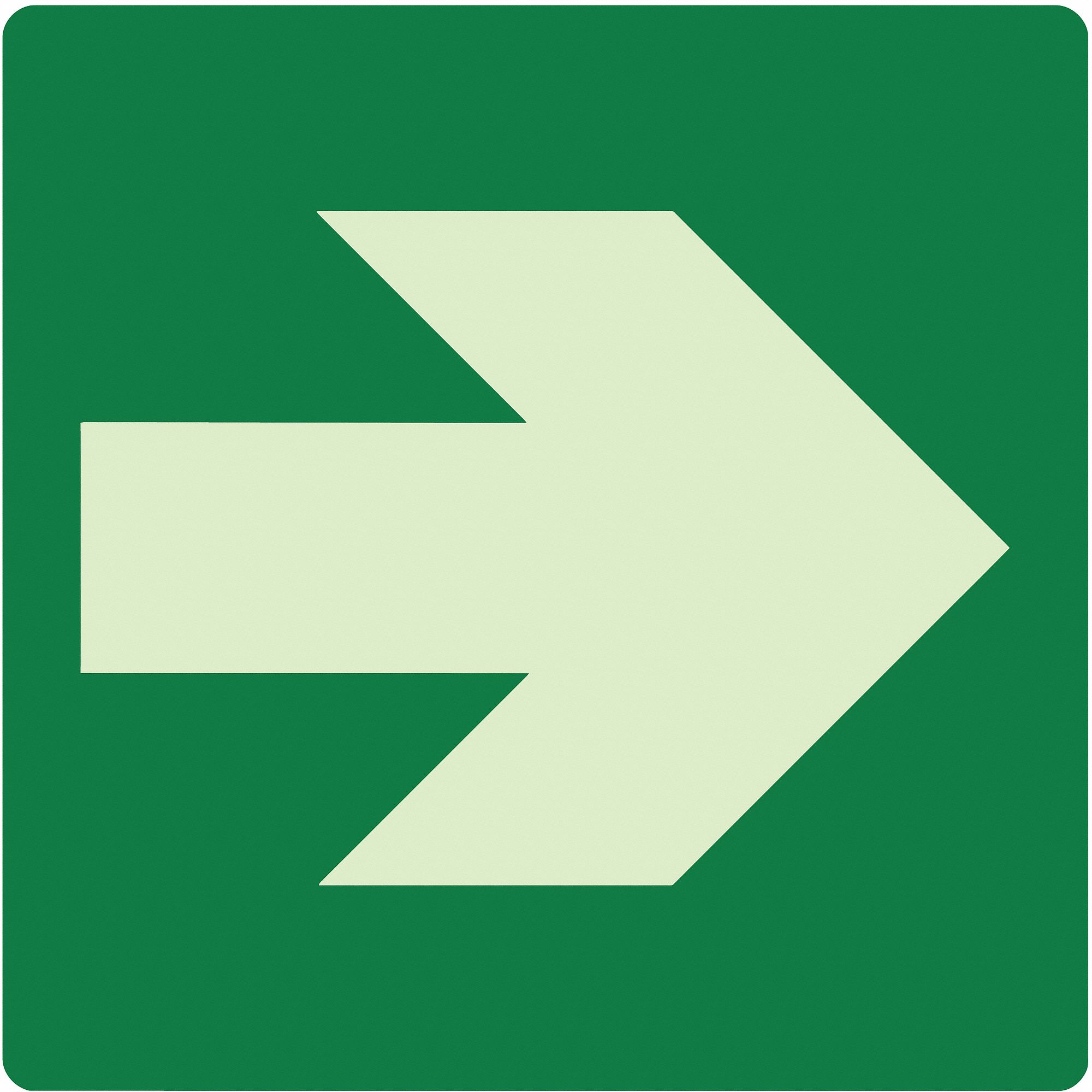 Photoluminescent Safety Sign: Plastic, Adhesive Sign Mounting, 8 in x 8 in Nominal Sign Size