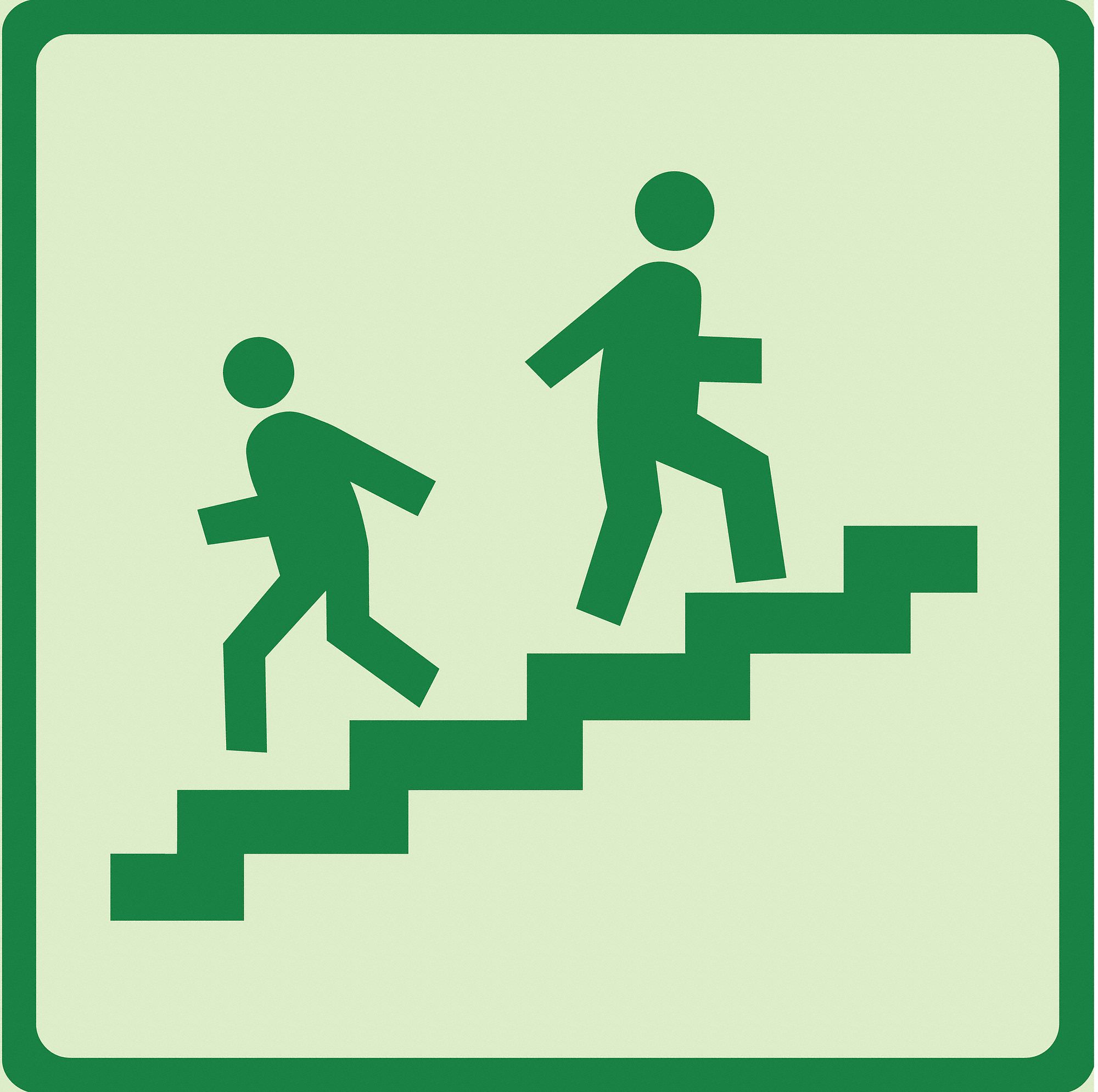 Photoluminescent Safety Sign: Plastic, Adhesive Sign Mounting, 8 in x 8 in Nominal Sign Size