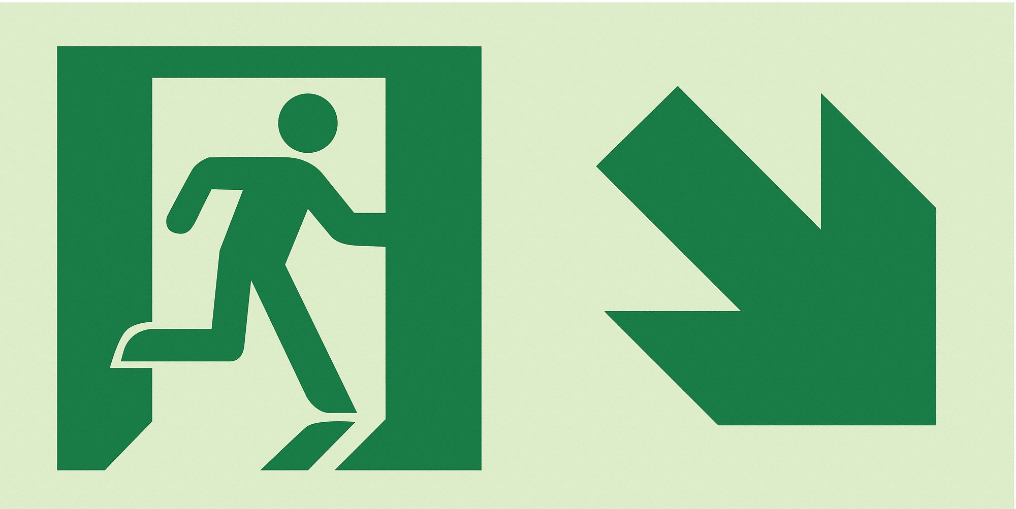 Photoluminescent Safety Sign: Plastic, Adhesive Sign Mounting, 6 in x 12 in Nominal Sign Size