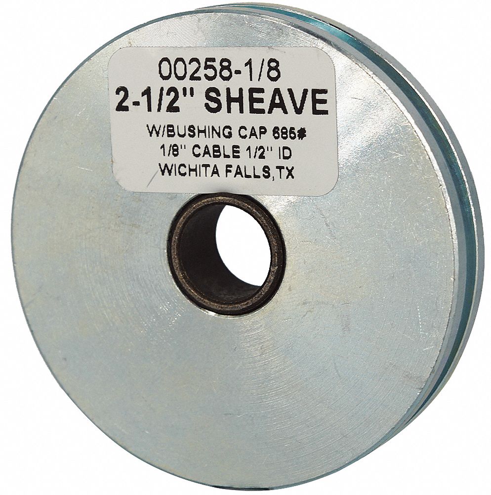 GRAINGER APPROVED Sheave, Center Bore, Designed For Wire Rope, 1/8 In ...