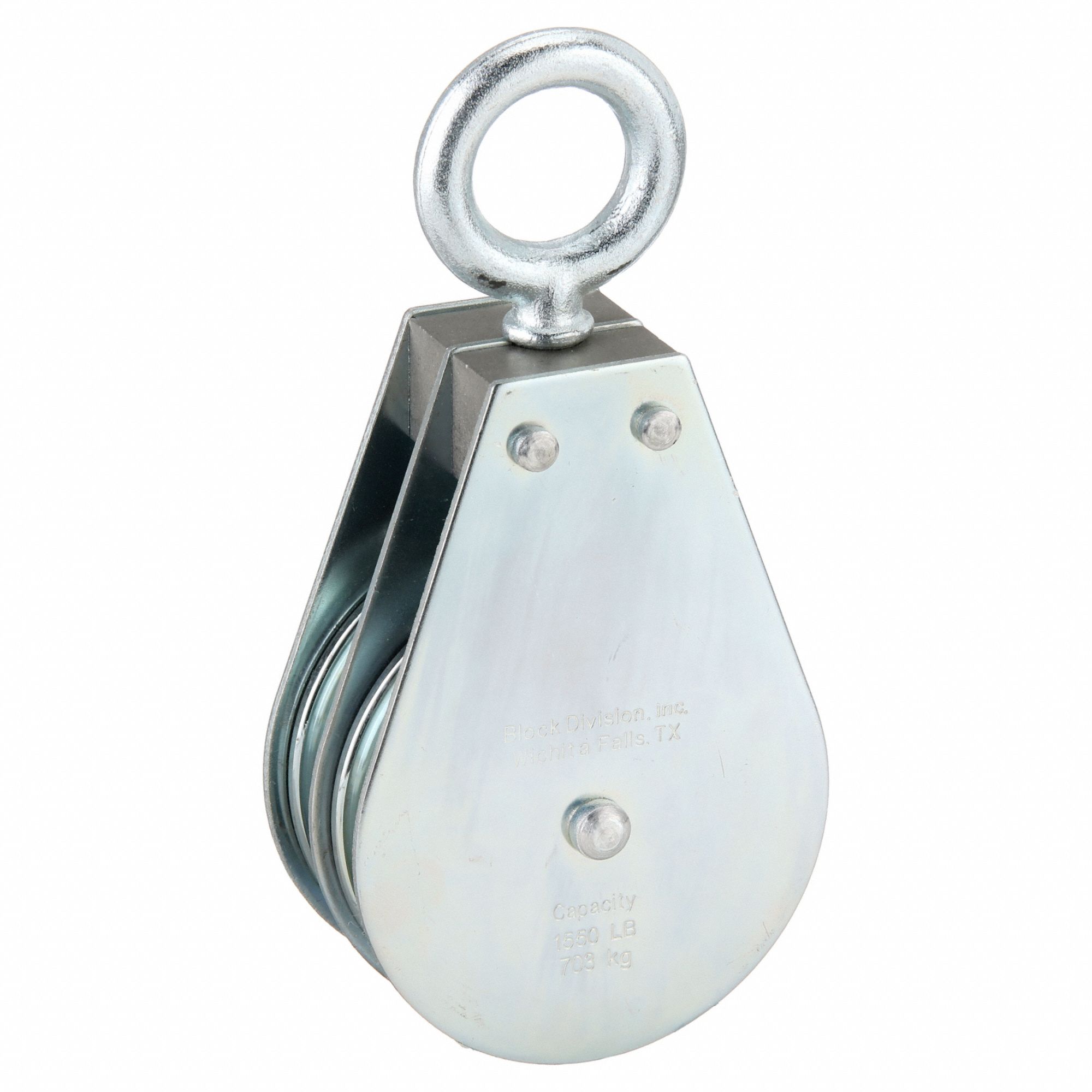 Pulley Block: Swivel, Upright Mount, Pulling, 1, 550 lb Working Load Limit, Wire Rope