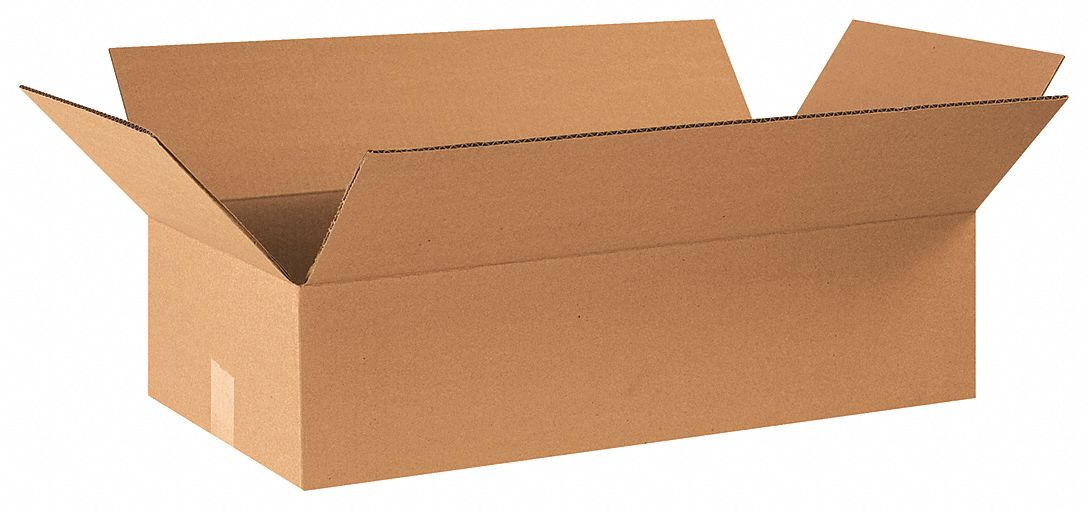 GRAINGER APPROVED Shipping Box, Flat, Single Wall, 24x12x6 in Inside