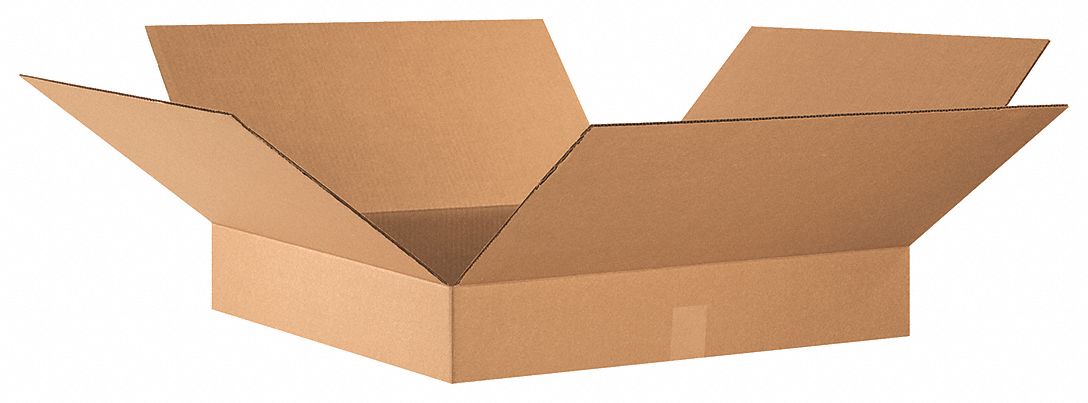 GRAINGER APPROVED Shipping Box, Flat, Single Wall, 24x24x4 in Inside ...