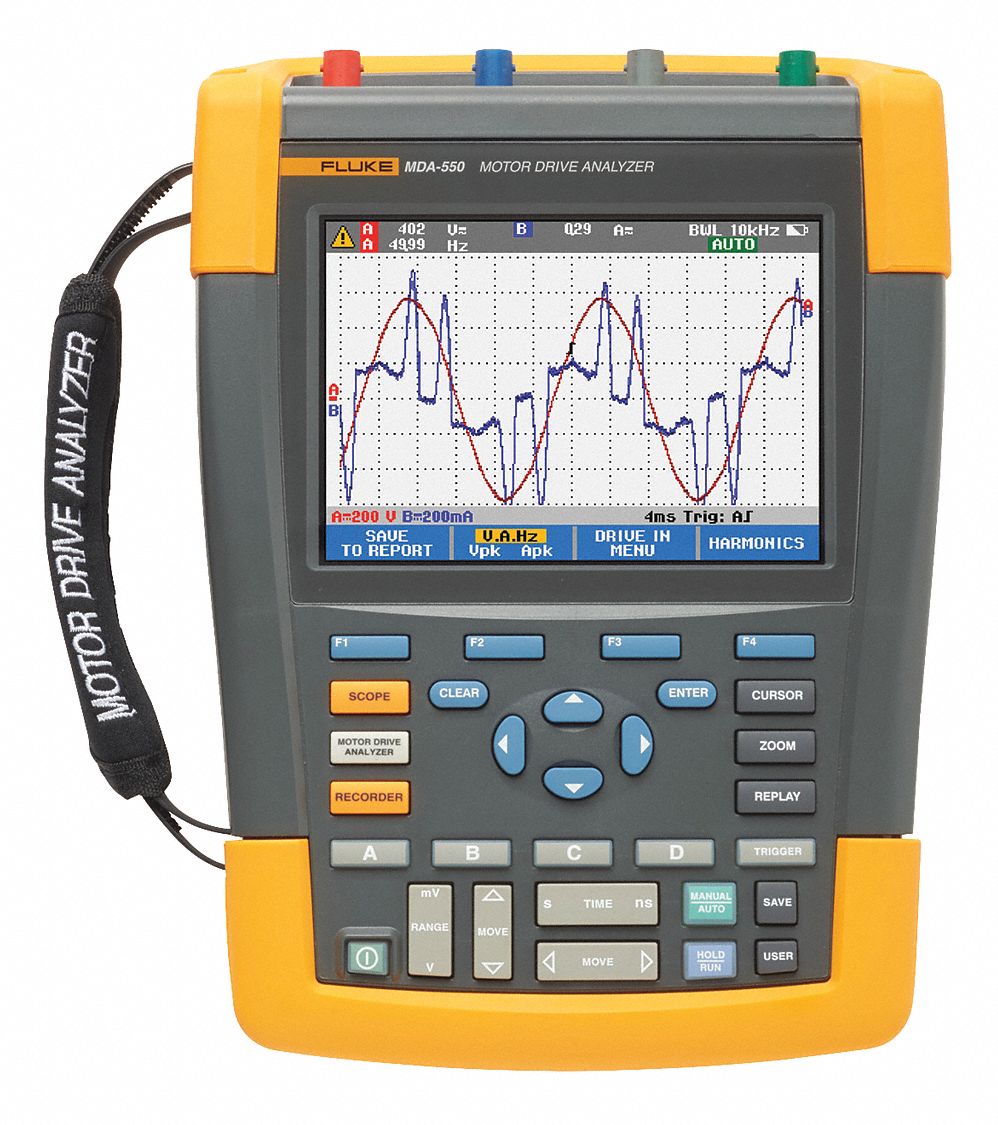 FLUKE, 500 MHz Bandwidth, 4 Channels, Handheld Motor Drive Analyzers ...