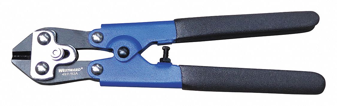 WESTWARD Bolt Cutters: Steel, For 1/4 in Max Dia Soft Steel, For 1/4 in Max Dia Hard Steel, Blue