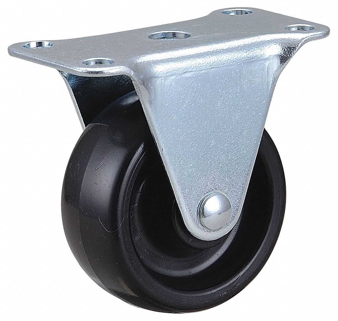 GRAINGER APPROVED Standard Plate Caster, Rigid, Polyolefin, 100 lb, 2
