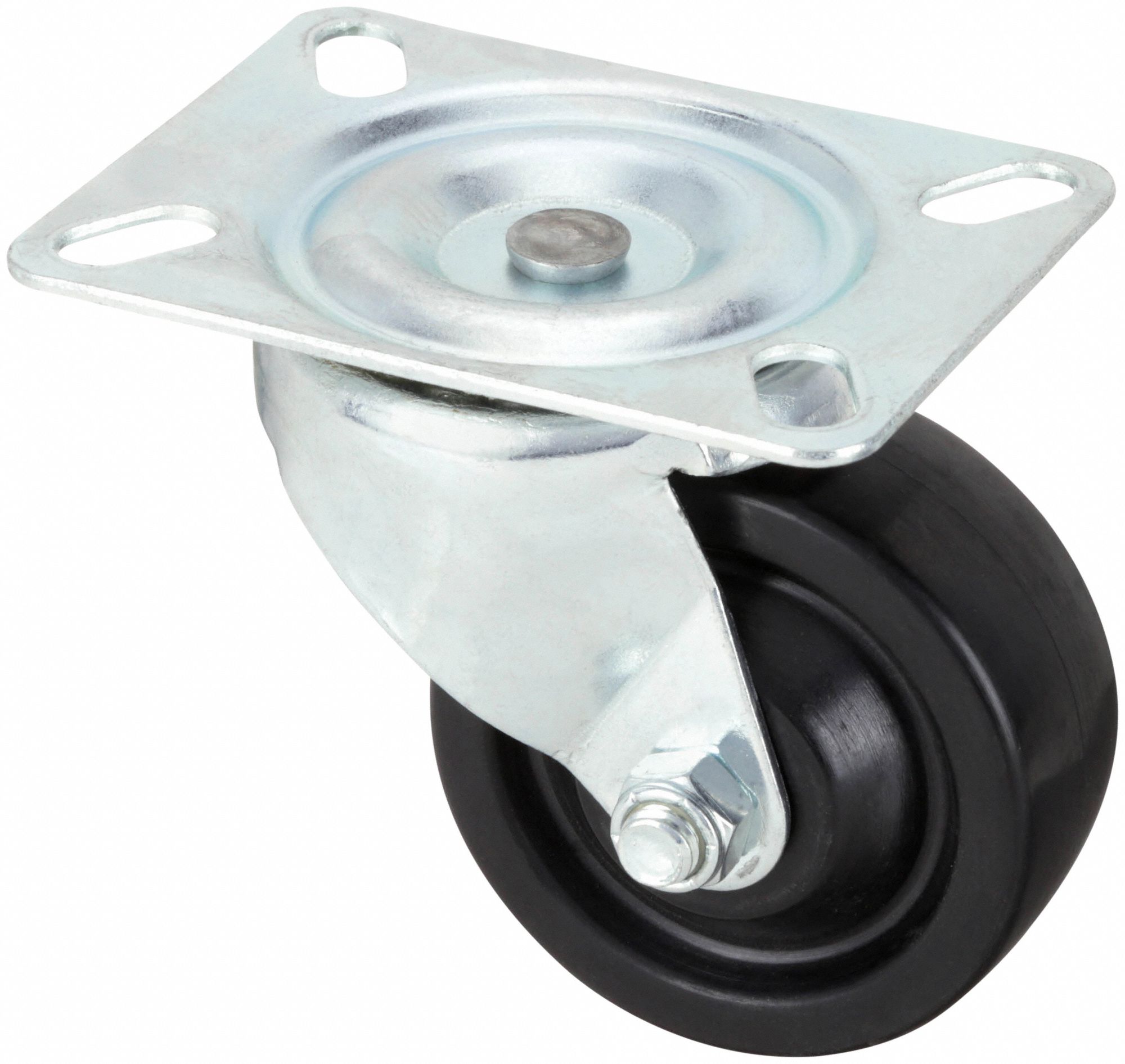 Plate Caster: Swivel, No Brake, Phenolic, 3 in Wheel Dia, 1 1/4 in Wheel Wd, Plain