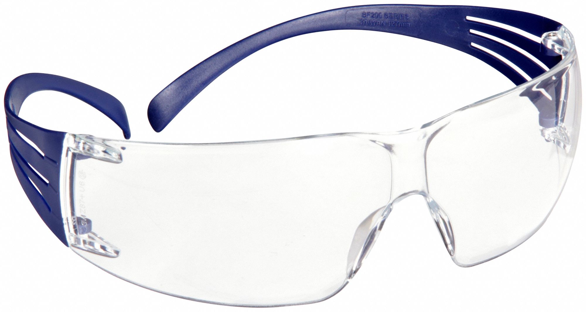 3M SecureFit 200 Series SF201SGAF-BLU, Blue Temples, Clear Scotchgard