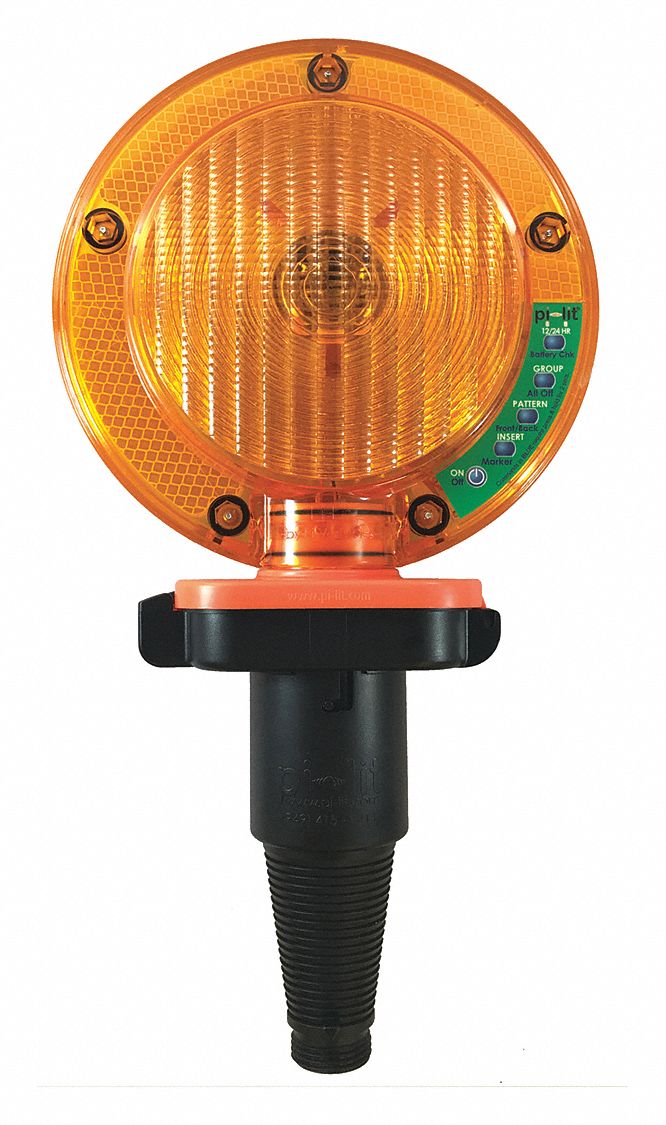 TAPCO Cone Light, 7 in Head Dia., Amber, Battery Power Source, PK 15
