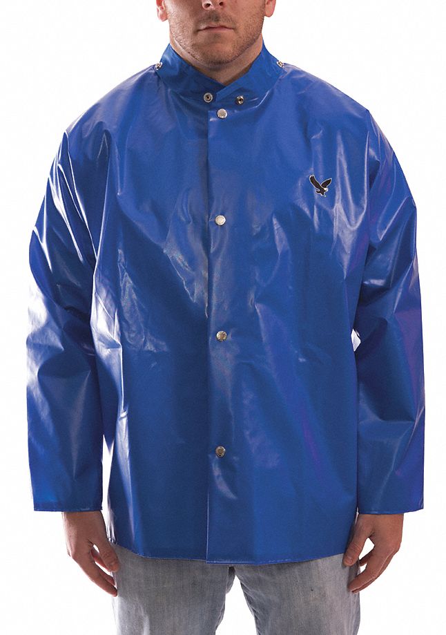 TINGLEY Blue, Rain Jacket, 4XL, Polyurethane, Men's, Hood Style None ...