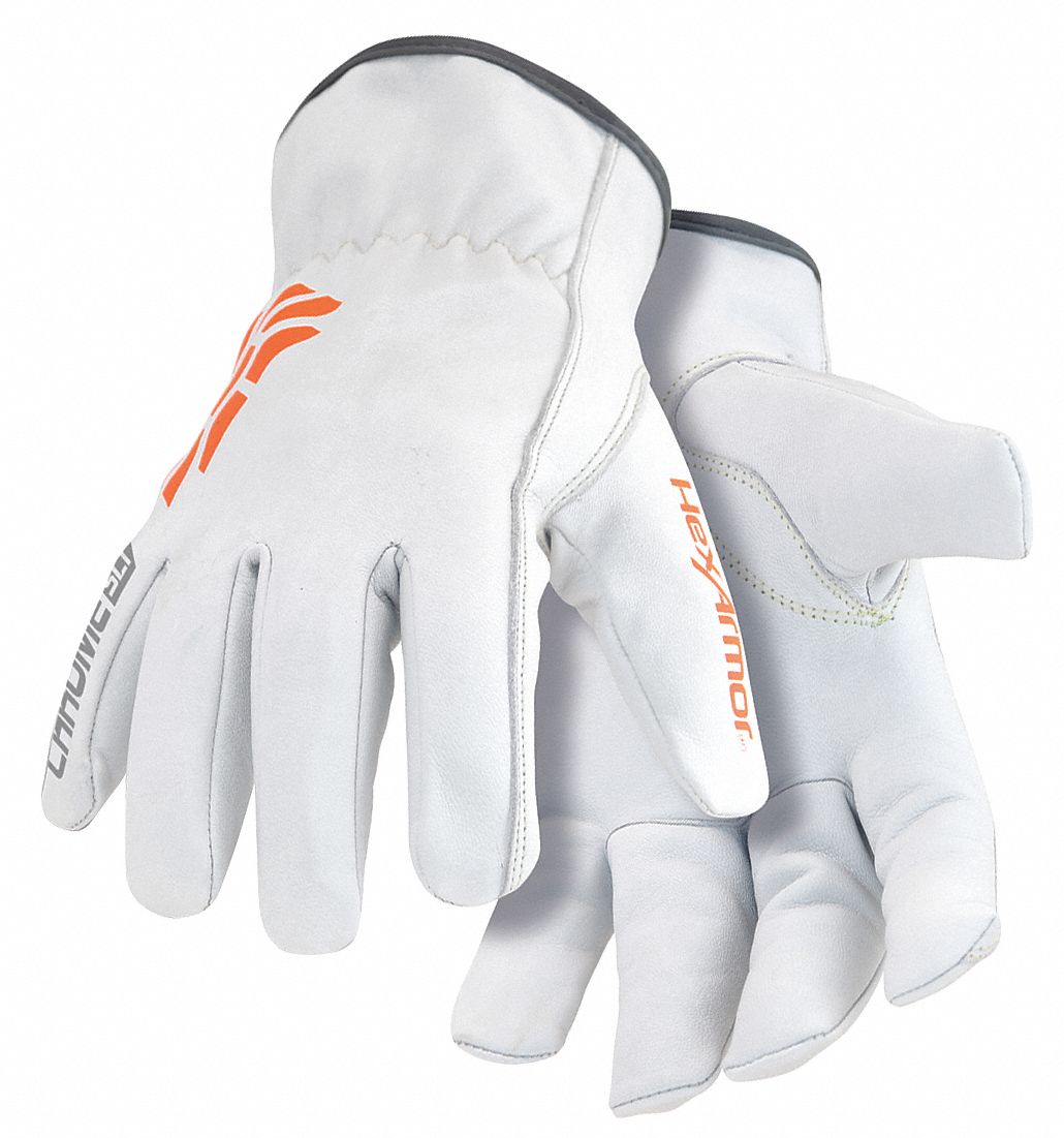 Hexarmor Safety Gloves, Xxl, Slip On Cuff, White/orange/grey [PK/1.0] Model: 4073-XXL