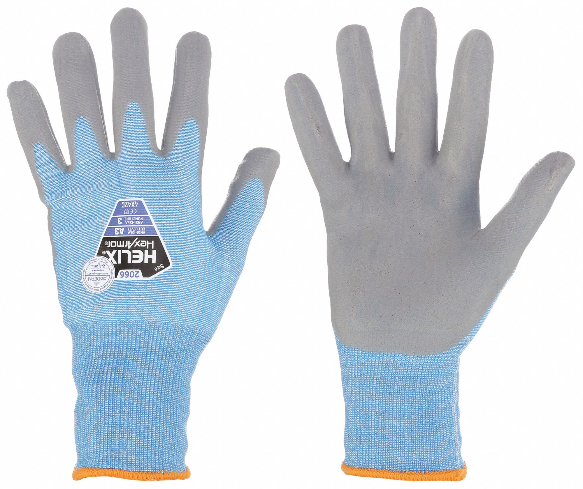GANTS ENDUITS, 2TG(11), RÉSISTANCE AUX COUPURES NIVEAU A3 ANSI, PAUME TREMPÉE, MOUSSE NITRILE, SABLÉ, BLEU