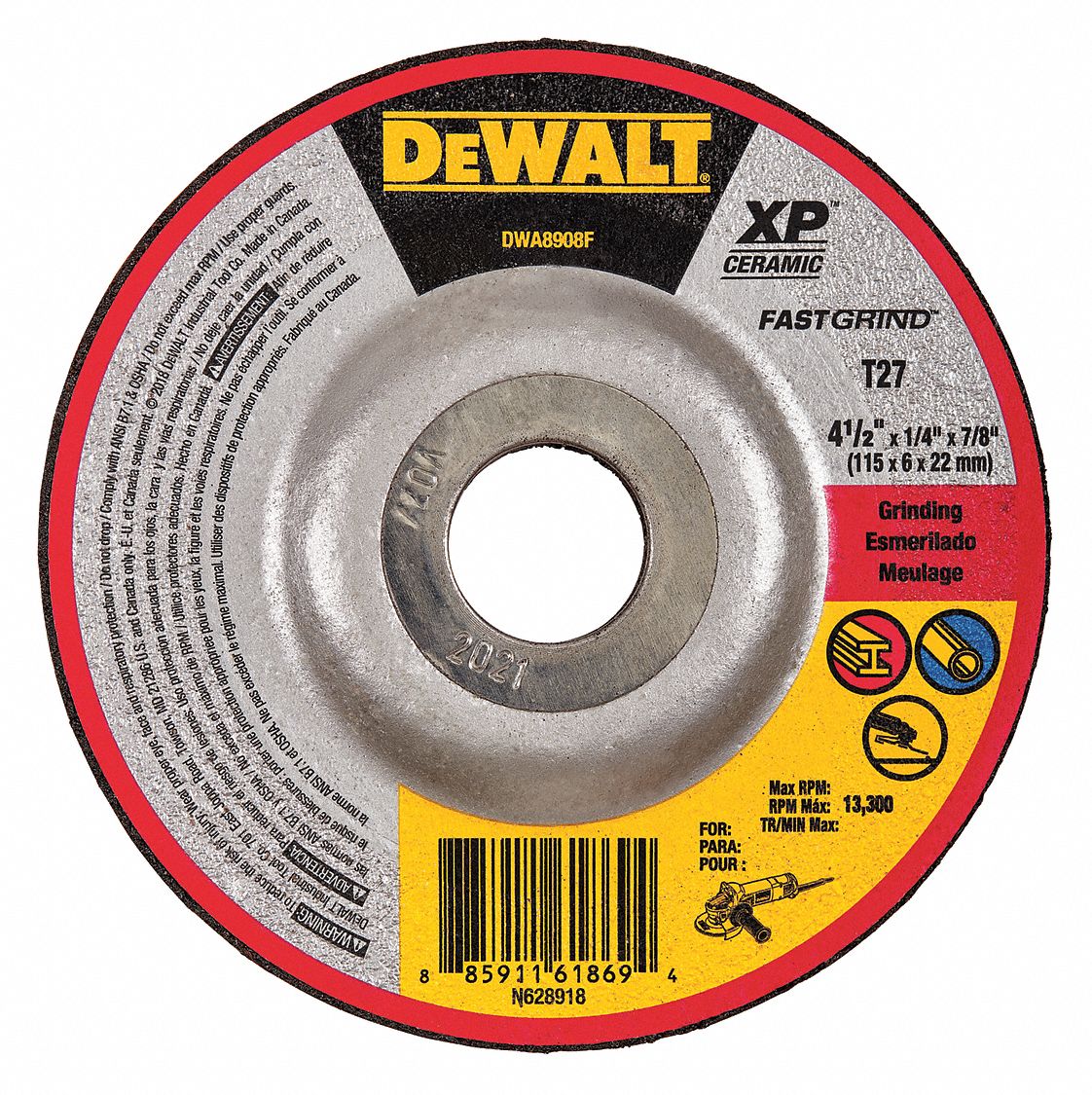 ABRASIVE CUT-OFF WHEEL,4-1/2IN WHEEL DIA