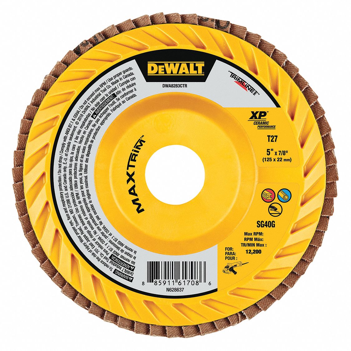 DEWALT Flap Disc 7/8 in Mounting Hole Size, 60 Abrasive Grit, Coarse